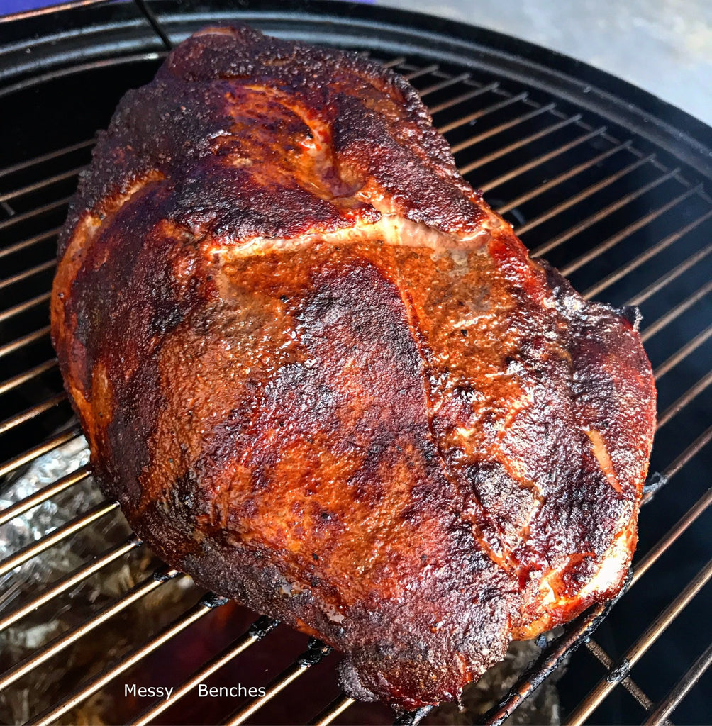 Pulled pork collar rubbed with Smokey Q Rib Rub - SmokeyQ