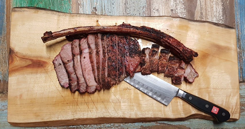 Reverse seared Rib eye with Fierce bull coffee rub - SmokeyQ